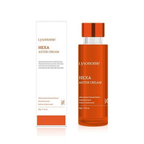 Lysonome, Hexa Aster Cream, Интенсивно осветляющий и антипигментный пептидный крем с гексилрезорцинолом, стабильным витамином С и ферментированным экстрактом водорослей, 50ml.