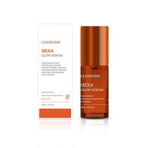 Lysonome, Hexa Glow Serum, Активная депигментирующая пептидная сыворотка с гексилрезорцинолом, феруловой кислотой и ферментированным экстрактом водорослей, 30 ml