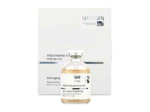 Matrigen, Vital Intense Ampoule, Комплексная антивозрастная и восстанавливающая сыворотка "мезококтейль" с мультипептидом, PDRN и экстрактом рехмании ,50ml