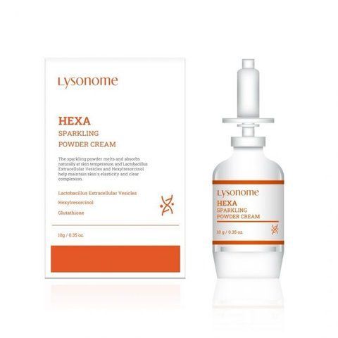 Lysonome, Hexa Sparkling Powder Cream, Протипігментний та освітлюючий сухий крем-порошок з ліпосомальними гексилрезорцинолом, арбутином, везикулами лактобактерій та технологією мікробульбашкової активації 15ml